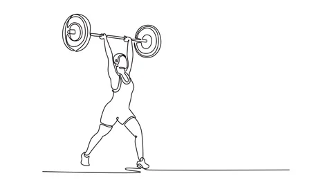 Self drawing animation of single line draw attractive female athlete in spo.. Video stock 311041727