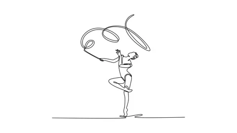 Self drawing animation of single line draw young beautiful sportive girl, f.. Stock Footage 311421142
