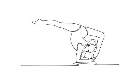 Self drawing animation of single line draw young beautiful sportive girl, f.. Stock Footage 311530317