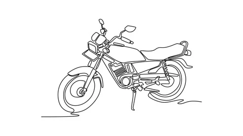 Self drawing animation single line draw vintage classic retro motorbike on .. Video stock 312628126