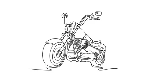 Self drawing animation of single line draw classic vintage motorcycle featu.. Stock Footage 312628168