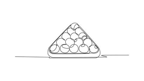 Self drawing animation of single line draw full rack of billiard balls icon.. Stock Footage 317477102
