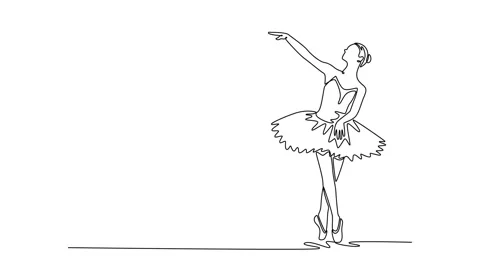Self drawing animation of single line draw ballerina balancing en pointe wi.. Stock Footage 318725293