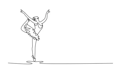 Self drawing animation of single line draw ballerina balancing en pointe wh.. Stock Footage 318725301