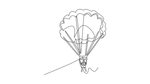 Self drawing animation of single line draw person is parasailing, suspended.. Vídeo Stock 319945111