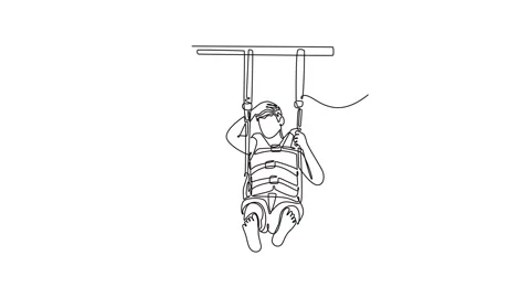 Self drawing animation of single line draw young man is parasailing, suspen.. Stock Footage 319945113