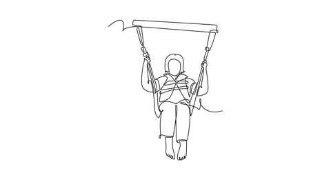 Self drawing animation of single line draw woman is parasailing, suspended .. 스톡 동영상 319945118