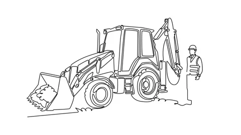 Self drawing animation of single line draw young male construction worker i.. Stock Footage 341006878