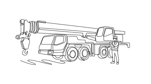 Self drawing animation of single line draw male operator standing with arms.. Stock Footage 341006881