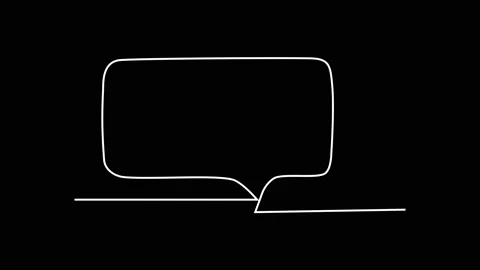 Self drawing animation of speech bubble. Copy space. Black background. Border Stock Footage 136929016