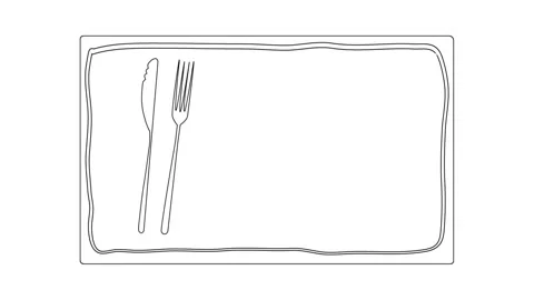 Self drawing animation of table setting ... | Stock Video | Pond5