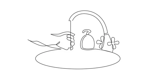 Self drawing animation of Wash hands icon, outline sign hand washing under the Stock Footage 164408622