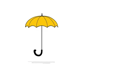 Self drawing animation of yellow umbrella.  White background. Copy Vidéo 136536741