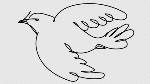 Self-drawing a bird with a spike in one line on a white screen. Stock Footage 196133484