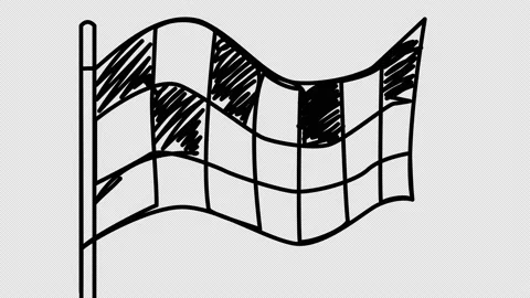 Self-drawing of a checkers flag in one l... | Stock Video | Pond5