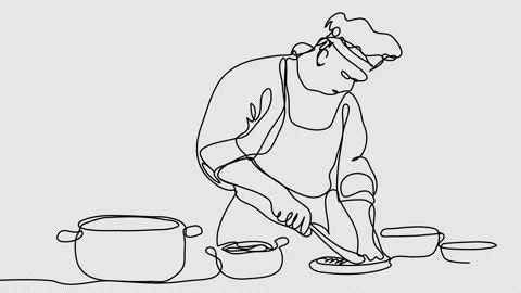 Self-drawing of a chef at work with one line. Video stock 237527159