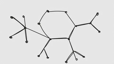 Self-drawing chemical chains in one line on a white background. Stock Footage 168681342
