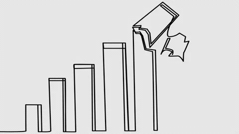 Self-drawing of collapsing columns with one line. Stock Footage 196133581