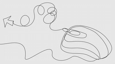 Self-drawing computer mouse with a pointing arrow Stock Footage 162506636