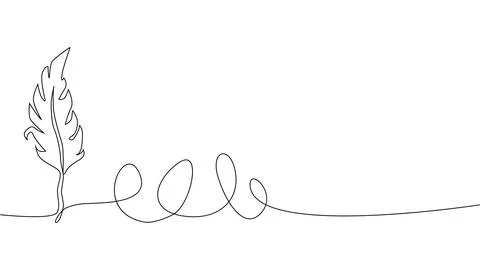 Self-drawing of continuous drawing of one line of an isolated object feather Illustration