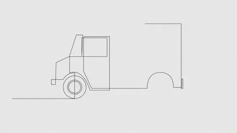 Self drawing continuous line animation of food truck. Single line drawn concept Video stock 236356806