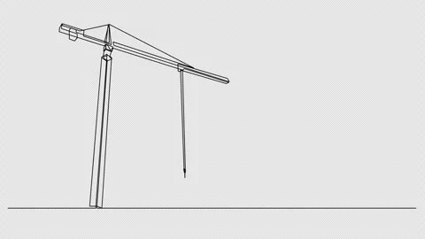 Self Drawing Continuous Line Construction Crane Animation Stock Footage 328650816