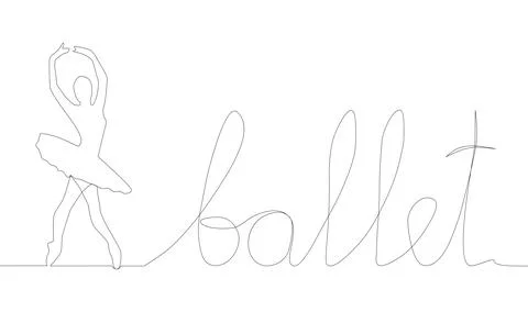 Self drawing of continuous line drawing of woman ballet dancer. Illustrazione stock