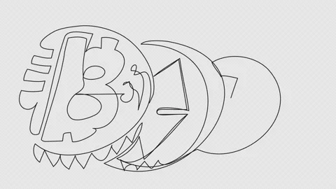 Self-drawing of cryptocurrencies one line Stock Footage 157004273