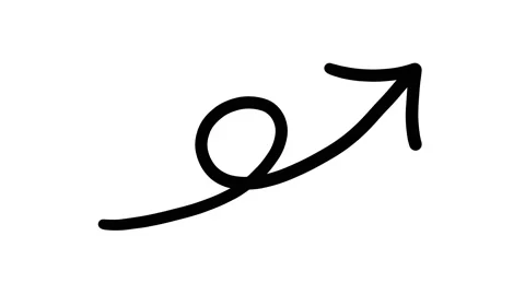 Self drawing curly doodle arrow pointing up, stop motion animation Stock Footage 228631870