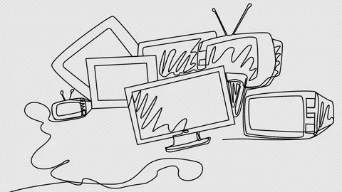 Self-drawing dump TVs one line Stock Footage 164417139