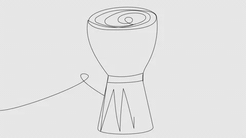 Self-drawing of an ethnic drum in one line on a white background. Stock Footage 168681280