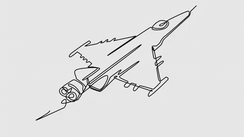 Self-drawing of a fighter in one line on a white screen. Stock Footage 196133624