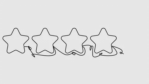 Self-drawing five stars in one line on a white screen. Stock Footage 196133617