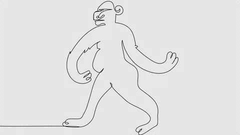 Self-drawing of a funny brown monkey with one line on a white screen. Stock Footage 202362093