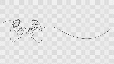 Self Drawing Gamepad Banner with Copy Space Animation Stock Footage 330884539