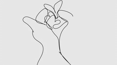 Self-drawing of hands with green sprout in the one line on a white screen. Stock Footage 196133415