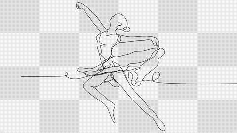 Self-drawing a jumping ballerina in one line on a white background. Stock Footage 236648547