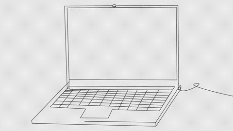 Self-drawing a laptop in one line on a white background. Stock Footage 168682095