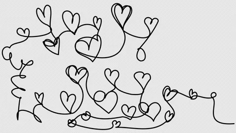 Self-drawing of large red hearts in the doodle style. Stockbeeldmateriaal 169177212