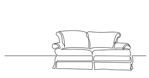 Self drawing line animation of classical style loveseat sofa Stock Footage 117461070