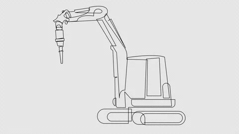 Self Drawing Line Animation of Construction Excavator Machine Stock Footage 329558014