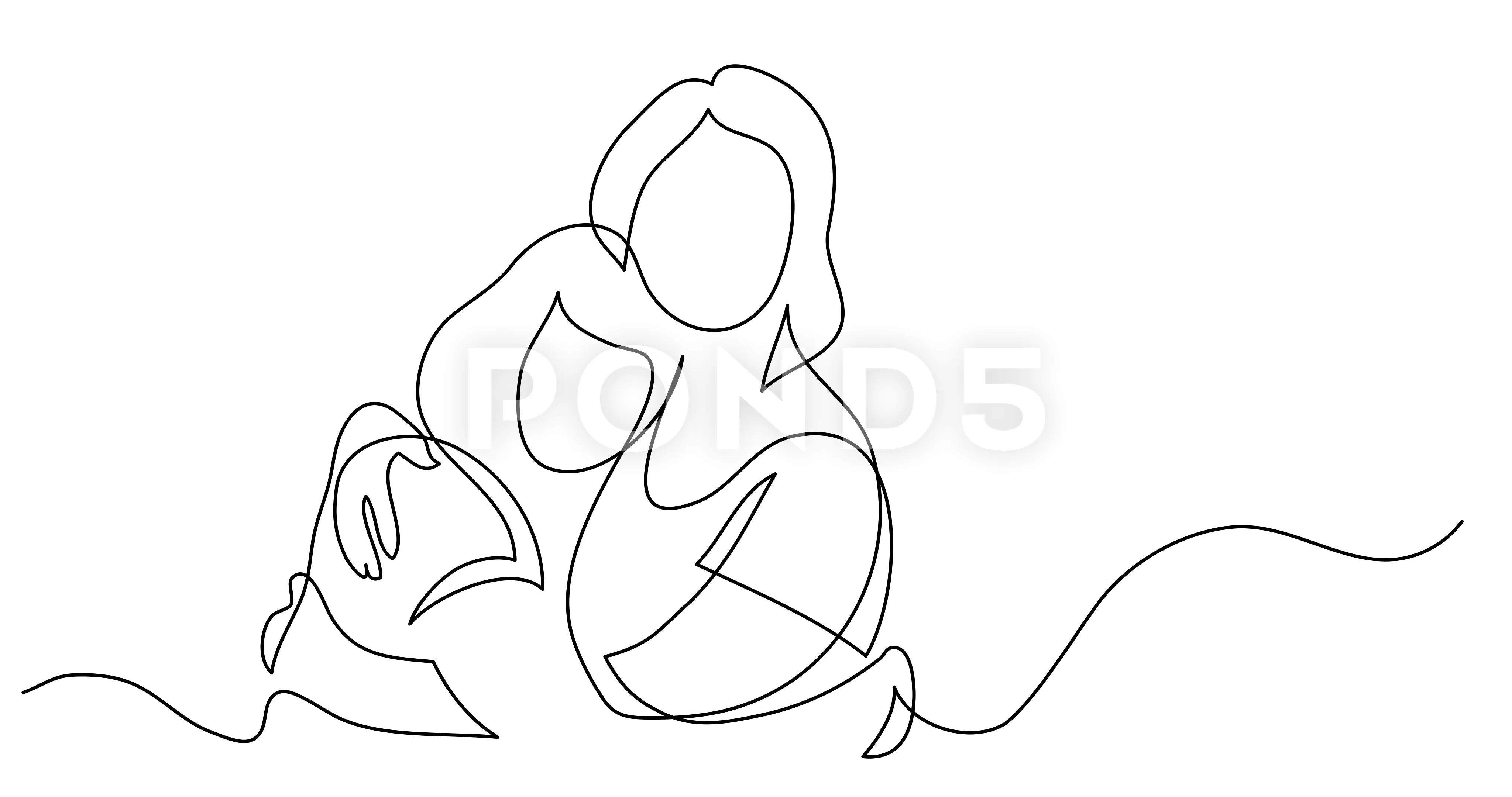 Self drawing line animation of mother an... | Stock Video | Pond5