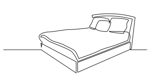 Self drawing line animation of sleeping bed Stock Footage 117509416