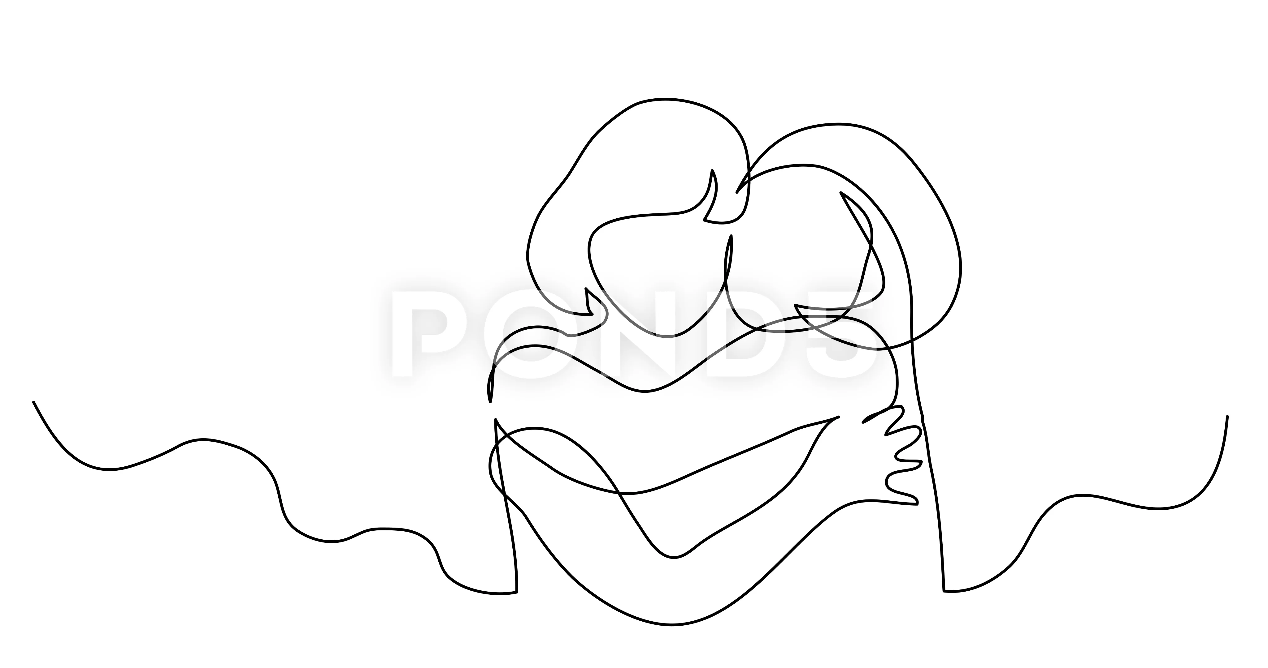 Hand drawn happy couple hugging and kissing love Vector Image