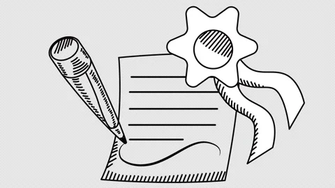 Self-drawing linear document Stock Footage 148170181