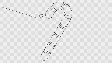Self-drawing lollipop cane one line with green spots on white screen. Stock Footage 168681572