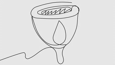 Self-drawing of a menstrual cup in one line on a white screen. Stock Footage 196133716