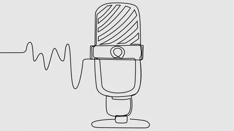 Self-drawing of the microphone in one line. Stock Footage 182906649
