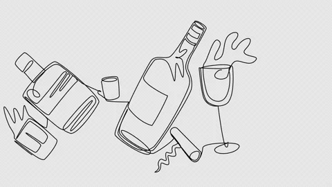 Self-drawing multi-colored alcohol in a single line on a white screen. Stock Footage 202363673