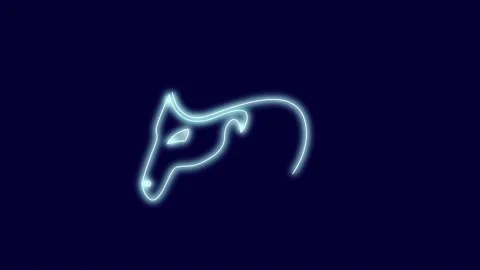 Self drawing neon glowing aries horoscope zodiac sign logo Stock Footage 147498144
